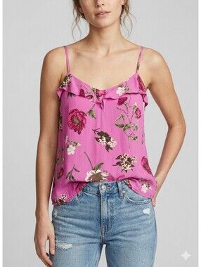 Old Navy Floral Print Ruffled  Spaghetti Strap Camisole Tank Top